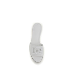 Dolce & Gabbana Witte Kalfsleer Bos Taurus Platte Sandalen