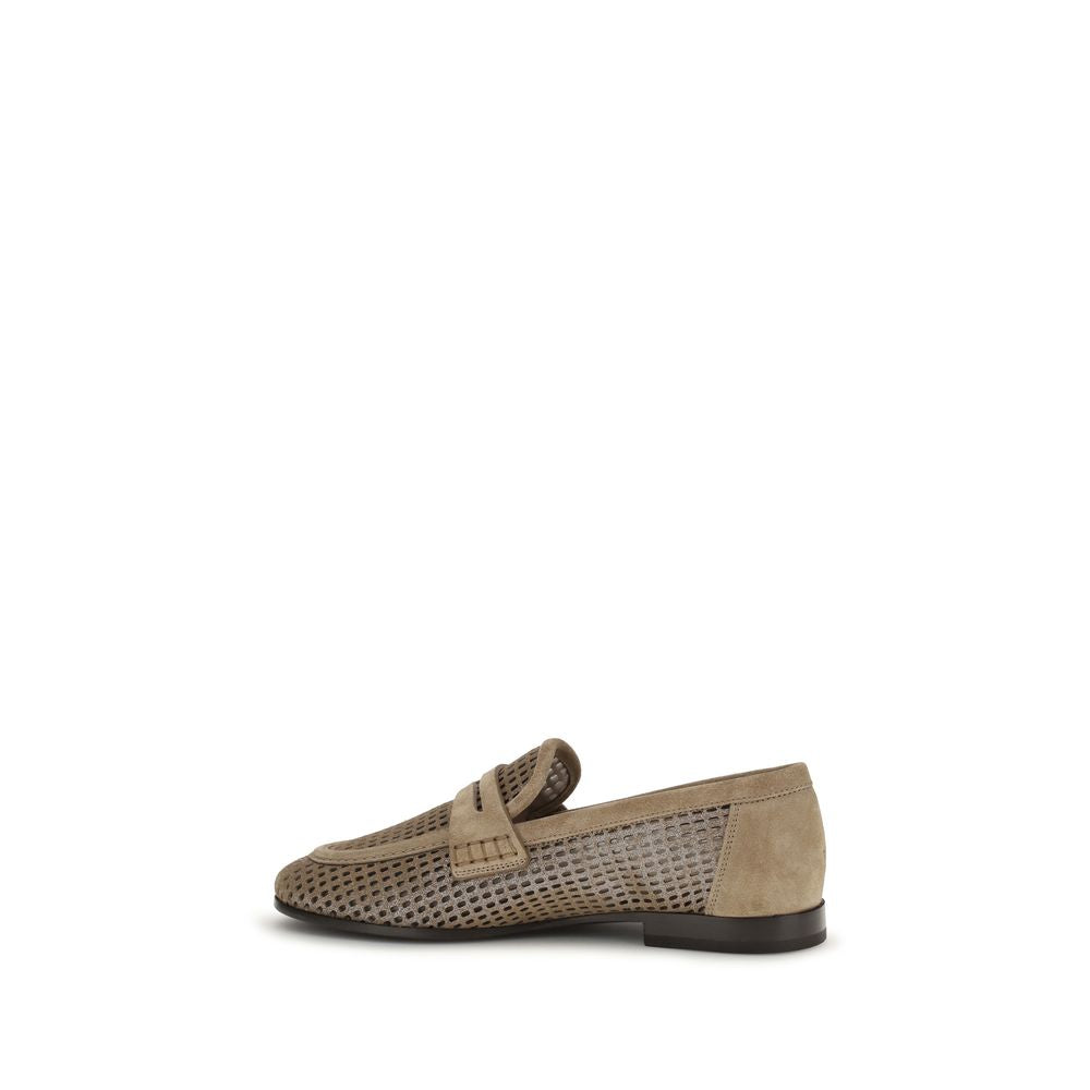 Brunello Cucinelli Beige Kalbsleder Bos Taurus Slip-On Loafer