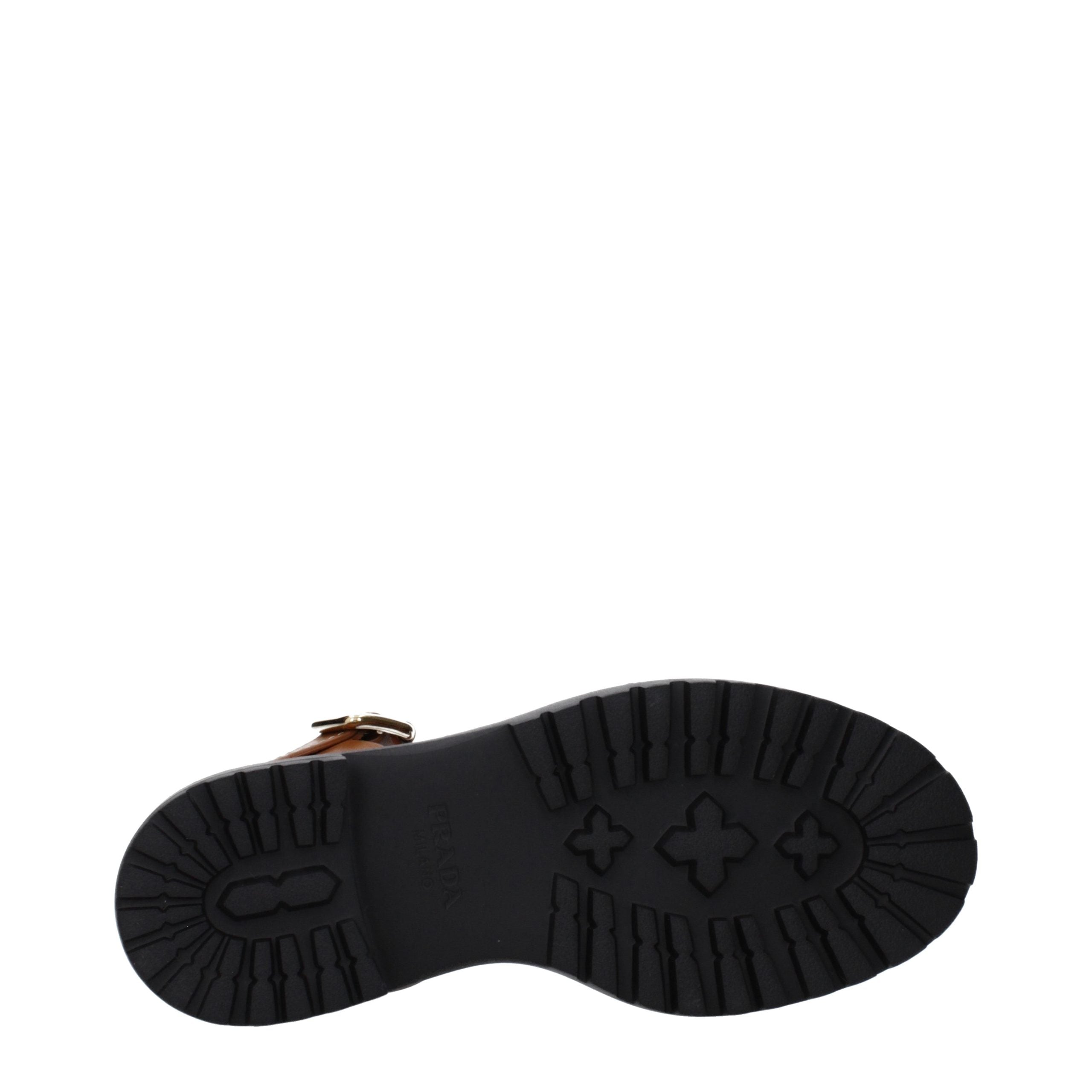 Prada Bruine Leren Sandaal met Plateauzool