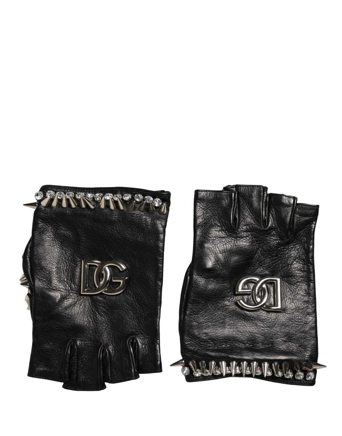 Dolce & Gabbana Damen Schwarze, verzierte Fausthandschuhe in Handgelenkslänge