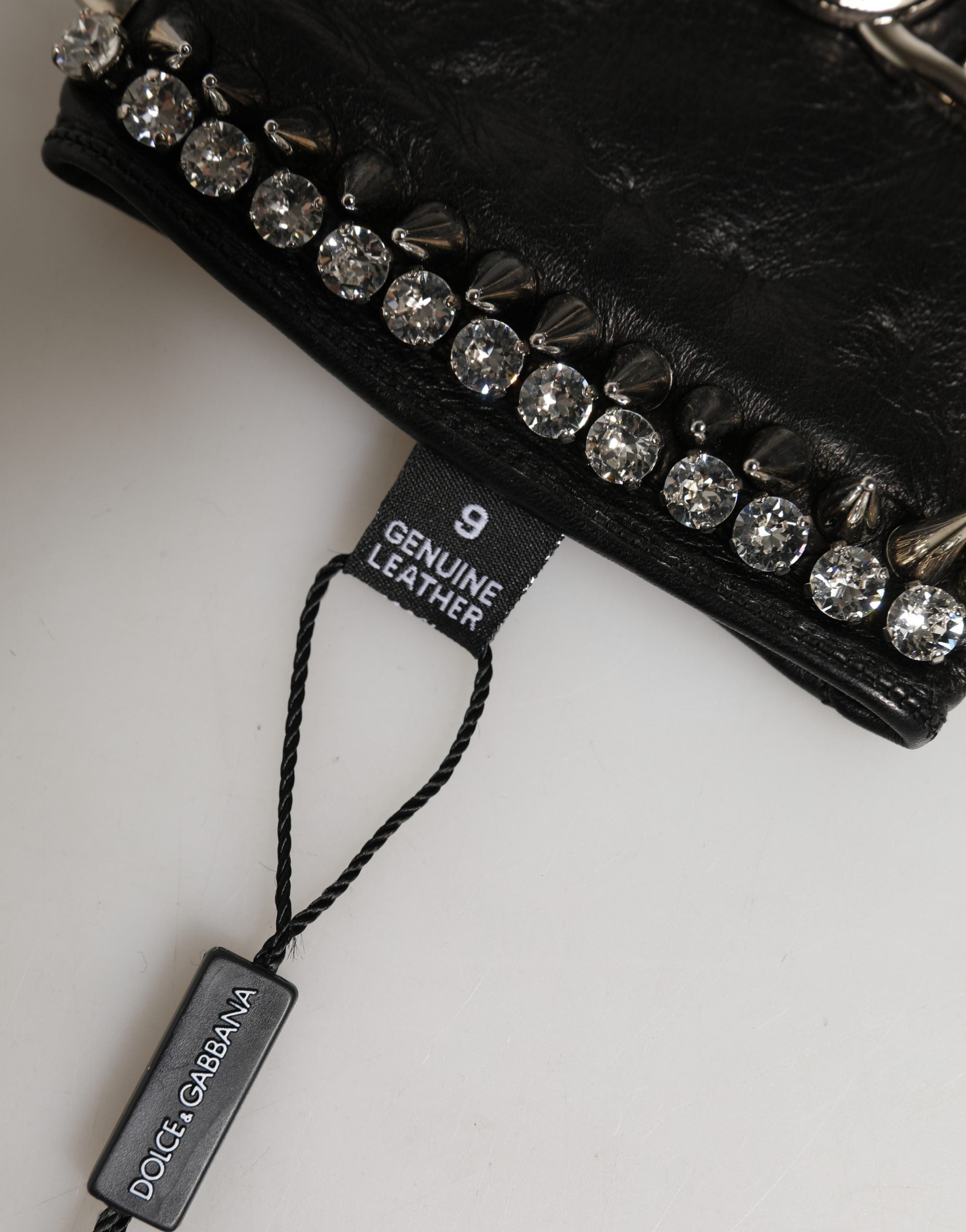 Dolce & Gabbana Damen Schwarze, verzierte Fausthandschuhe in Handgelenkslänge