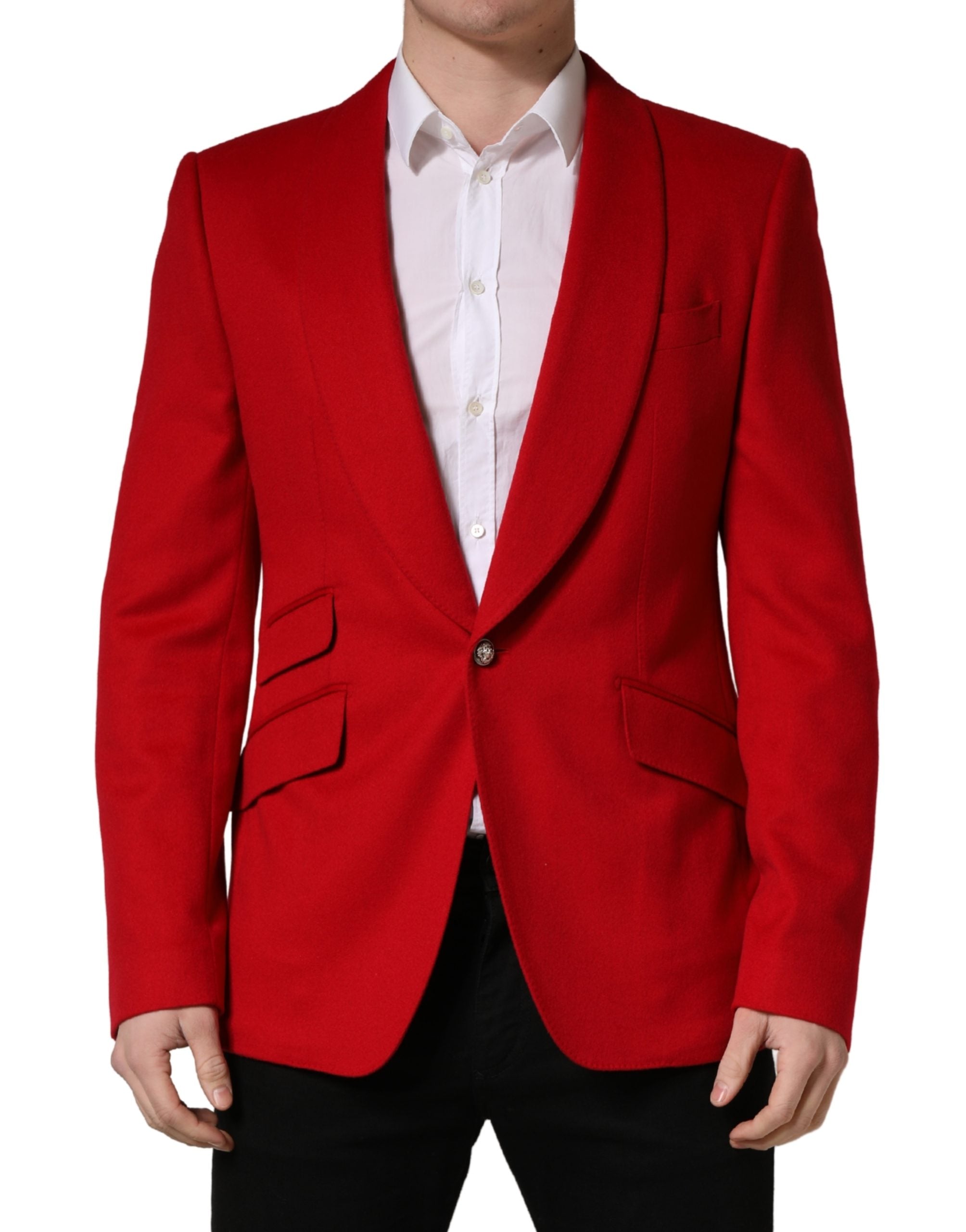 Dolce & Gabbana Roter Kaschmir Einreihiger Jacken-Blazer
