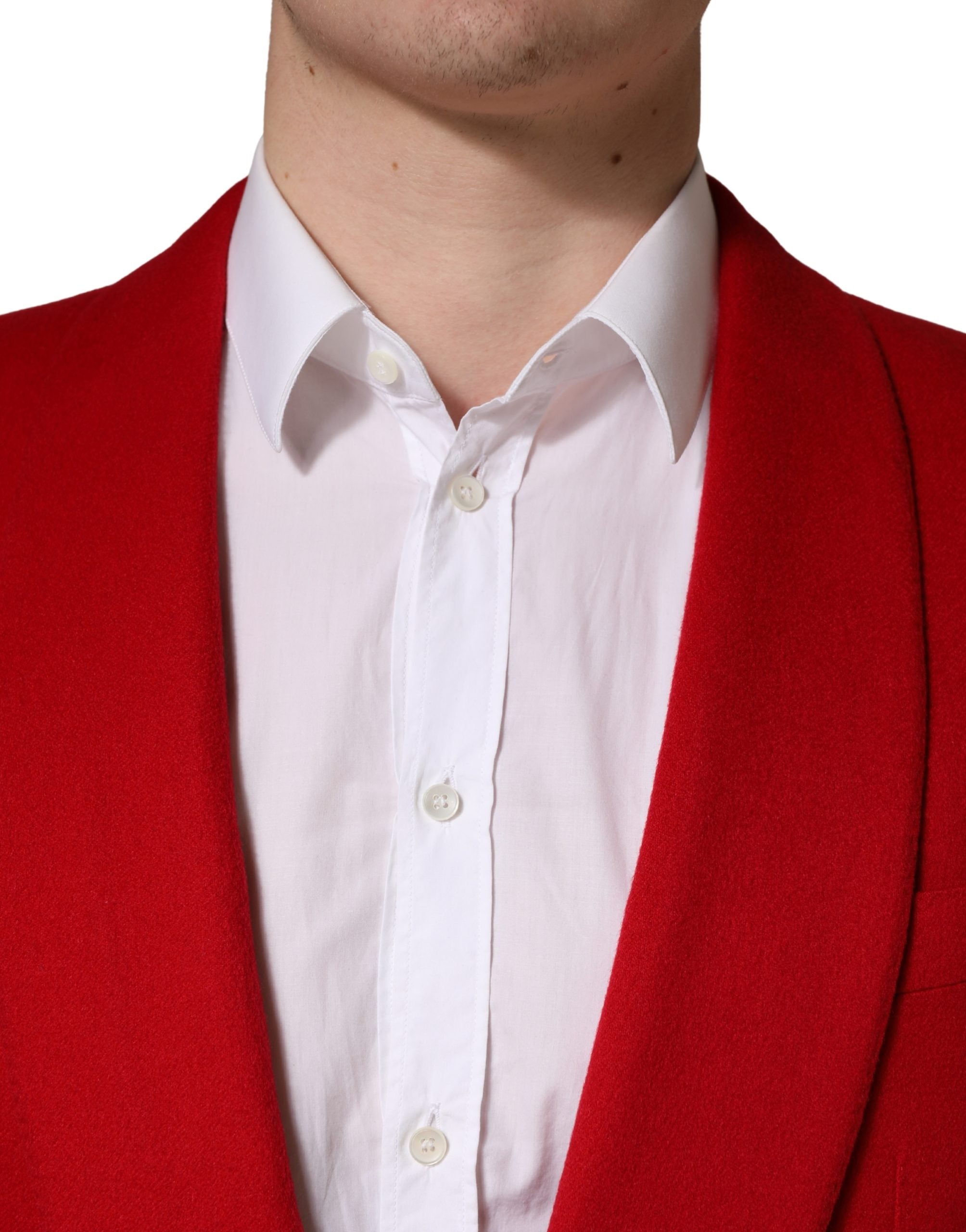 Dolce & Gabbana Roter Kaschmir Einreihiger Jacken-Blazer