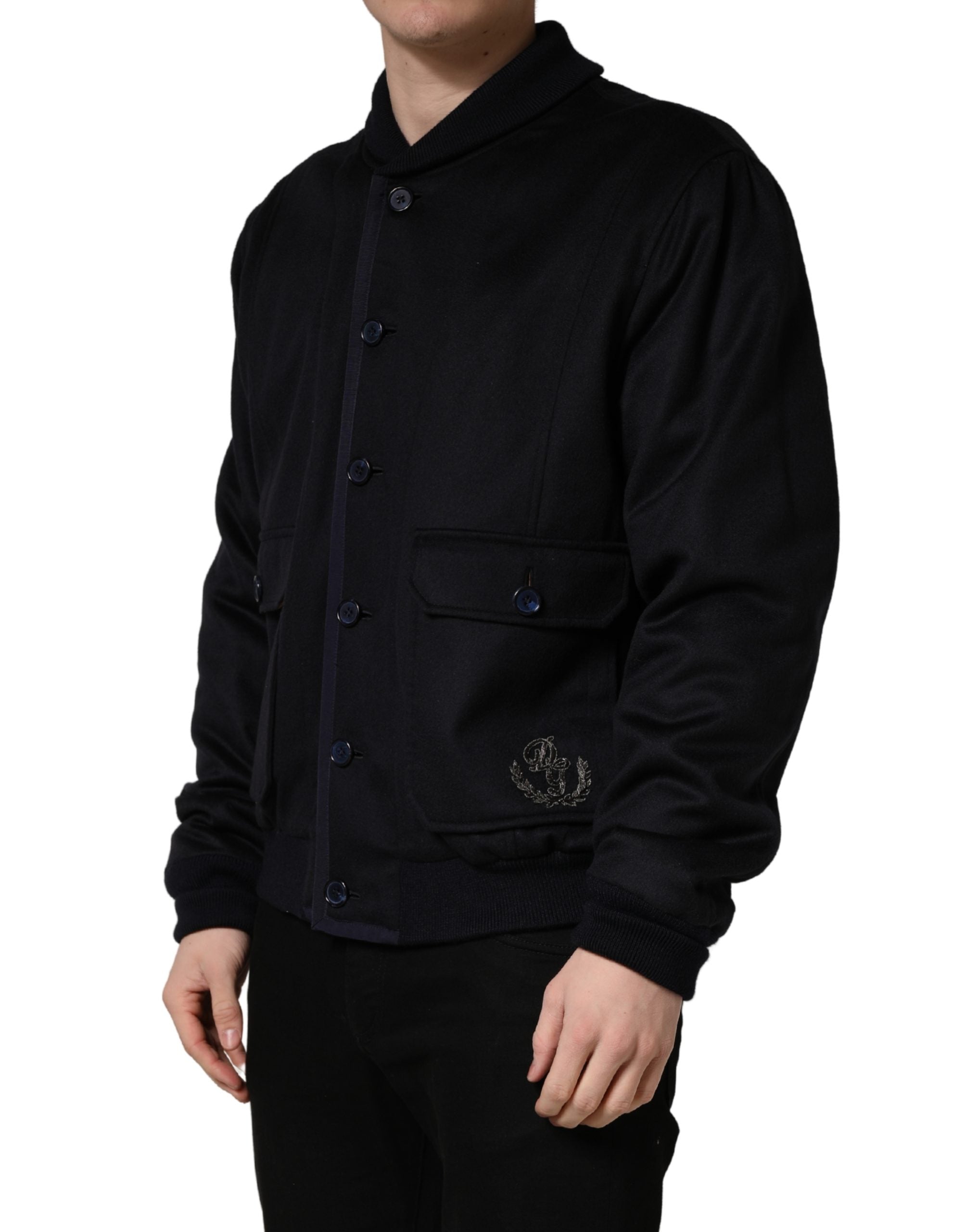 Dolce & Gabbana Schwarze Kaschmir-Strickjacke mit Knöpfen