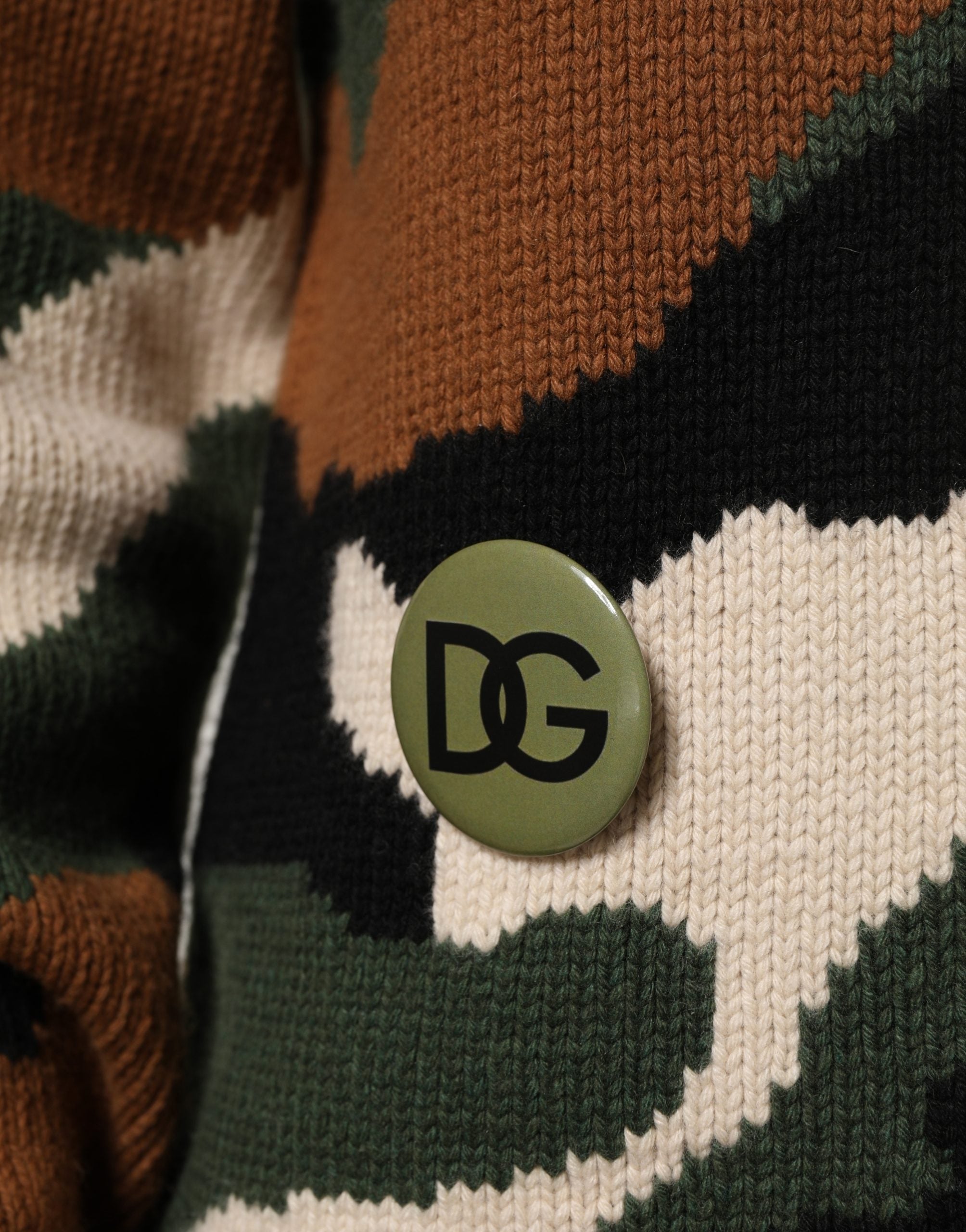 Dolce & Gabbana Meerkleurige Intarsia-Gebreide Camouflage Pullover