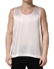 Dolce & Gabbana Wit Satijn Polyester Mouwloze Tanktop