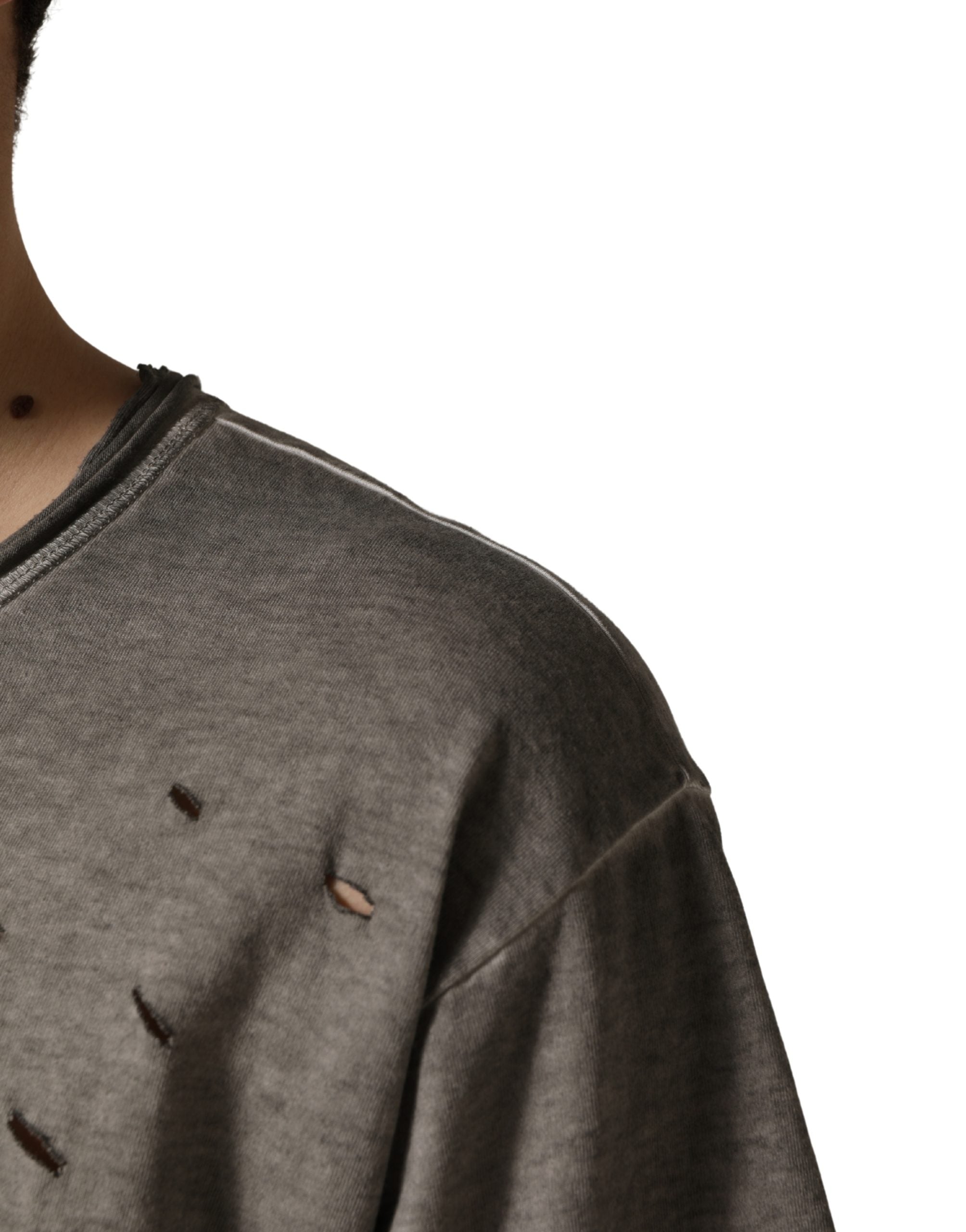 Dolce & Gabbana Graues T-Shirt mit DG-Logoaufdruck und Rundhalsausschnitt aus Baumwolle