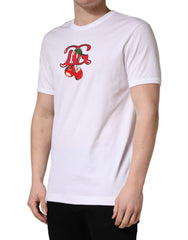 Dolce & Gabbana Weißes DG Kirschen Baumwoll-T-Shirt mit Rundhalsausschnitt