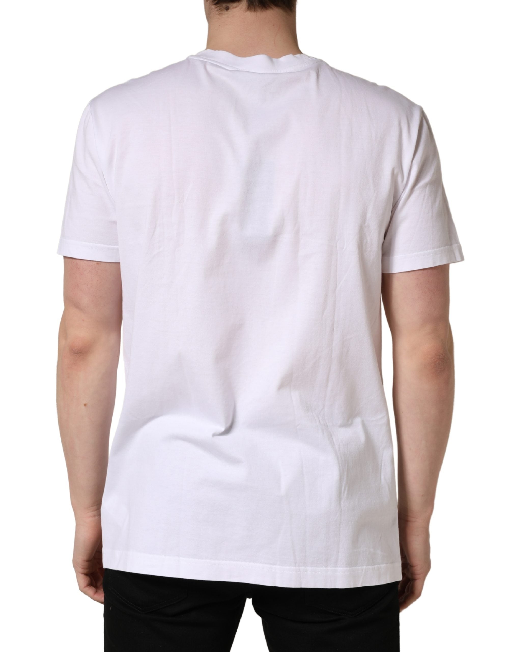 Dolce & Gabbana Weißes Barcode Baumwoll T-Shirt mit Rundhalsausschnitt für Herren