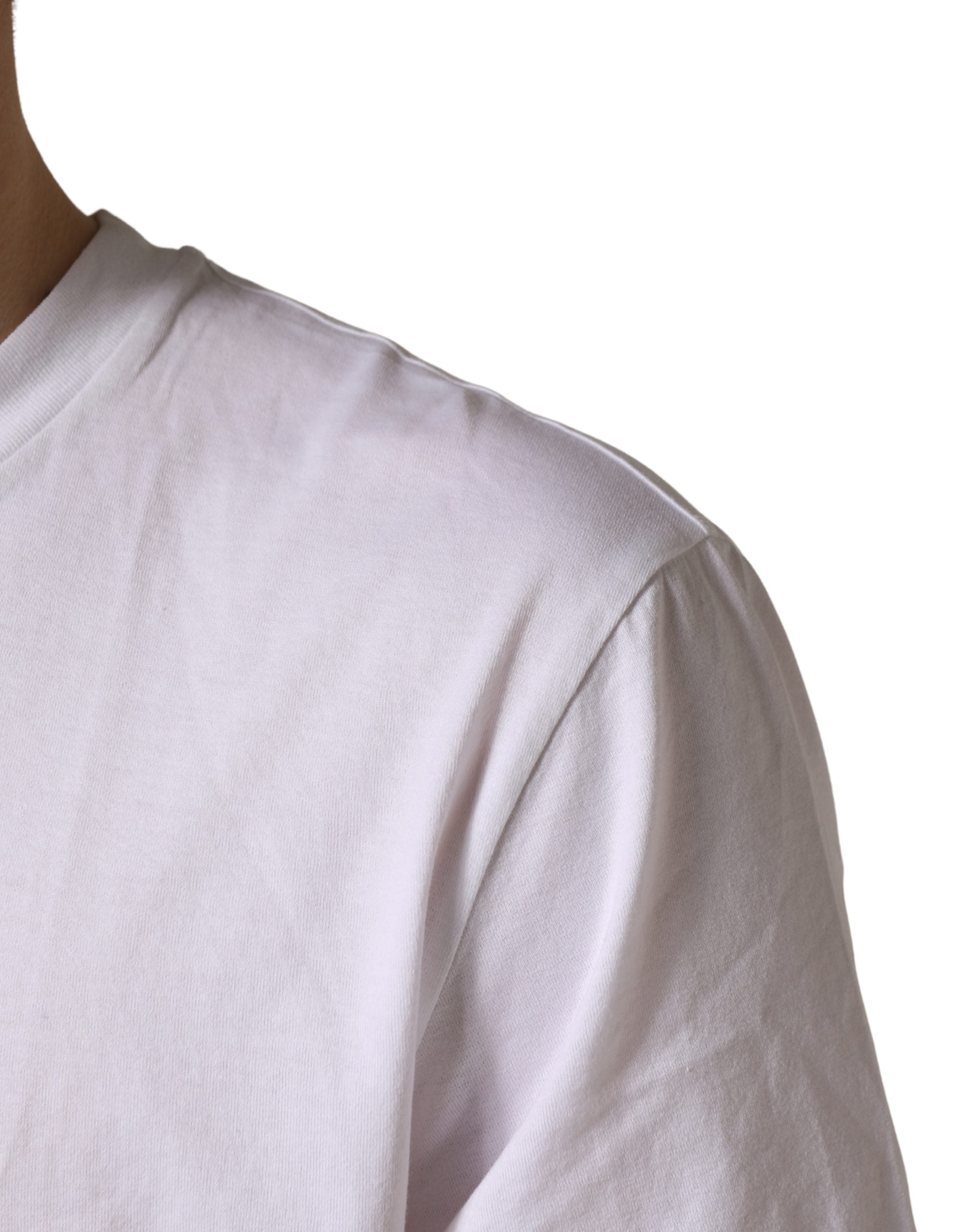 Dolce & Gabbana Weißes Barcode Baumwoll T-Shirt mit Rundhalsausschnitt für Herren