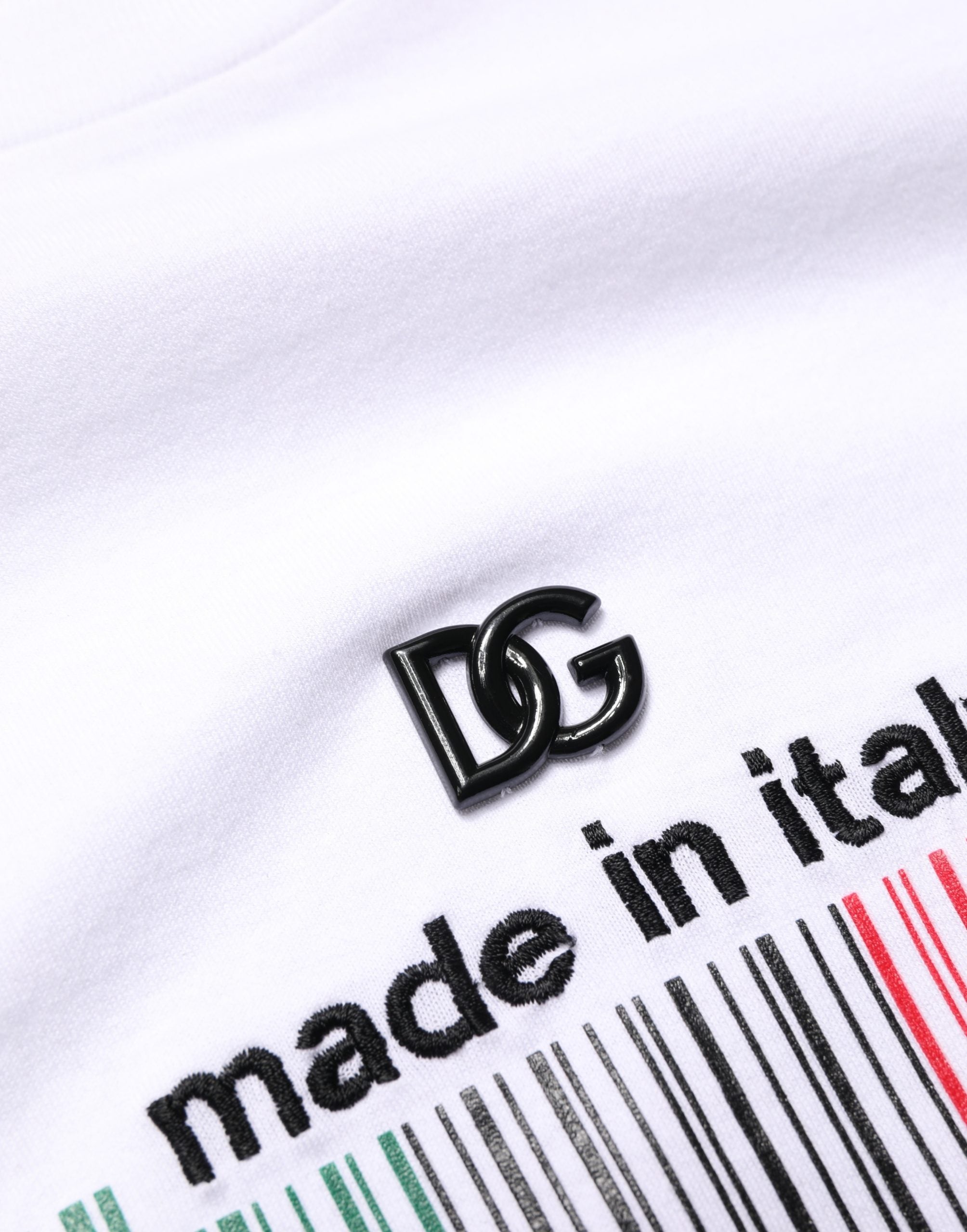 Dolce & Gabbana Weißes Barcode Baumwoll T-Shirt mit Rundhalsausschnitt für Herren