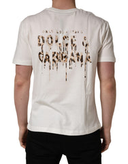 Dolce & Gabbana Weißes Logo-Patch Baumwoll-T-Shirt für Herren mit Rundhalsausschnitt