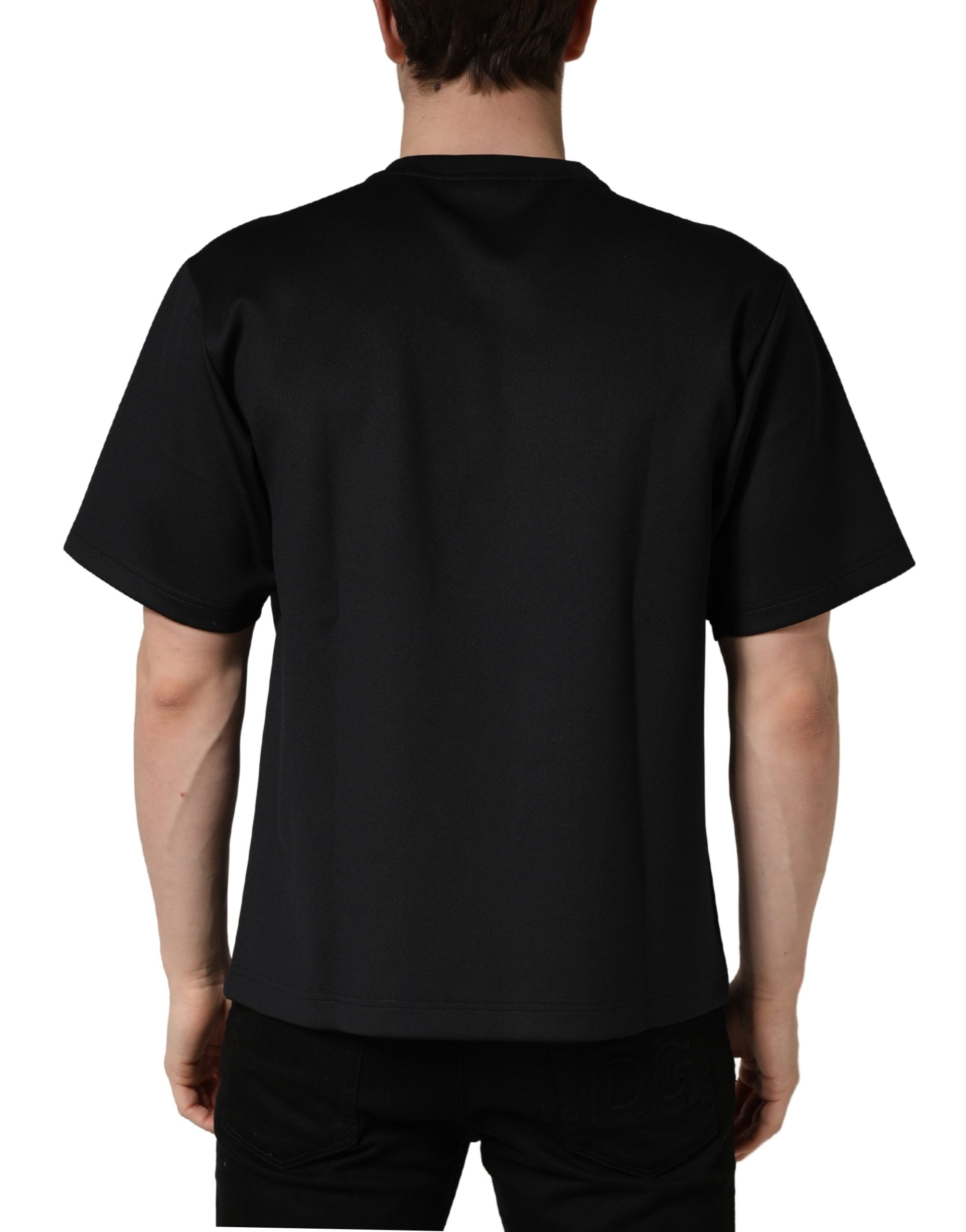 Dolce & Gabbana Schwarzes Have Fun T-Shirt mit Rundhalsausschnitt und Verzierungen
