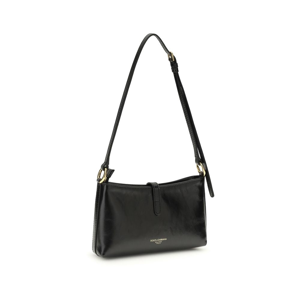 Dolce & Gabbana Schwarze Schultertasche aus Kalbsleder