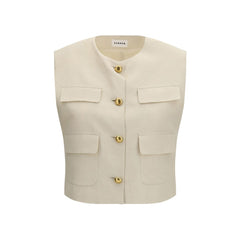 P.A.R.O.S.H. Beige Viscose Sleeveless Jacket