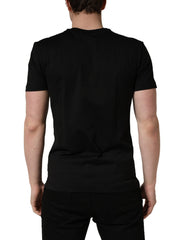 Dolce & Gabbana Zwart King Patch Katoenen Heren T-shirt met Ronde Hals