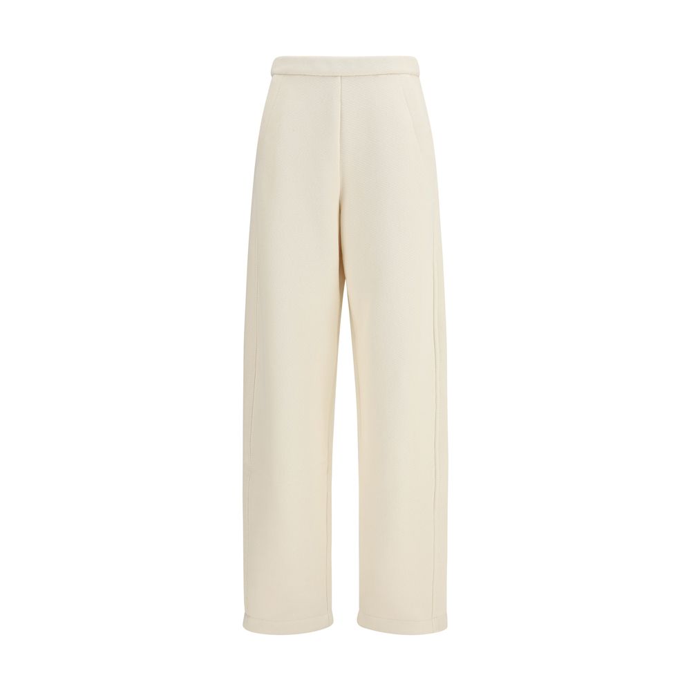 Max Mara Freizeithose aus reiner beige Baumwolle