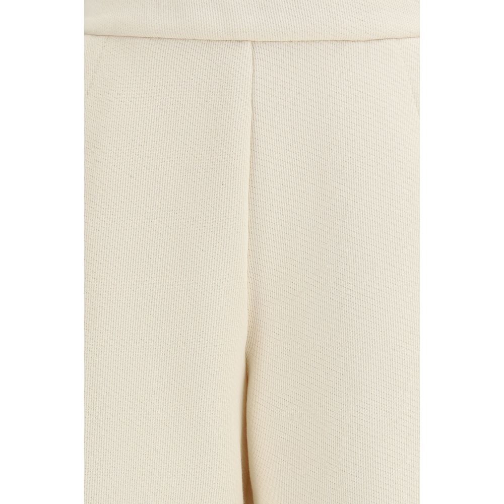 Max Mara Freizeithose aus reiner beige Baumwolle