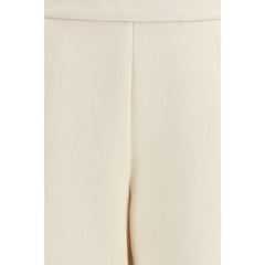 Max Mara Freizeithose aus reiner beige Baumwolle