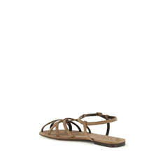 Herbert Levine Bruin Kalfsleer Bos Taurus Platte Sandalen