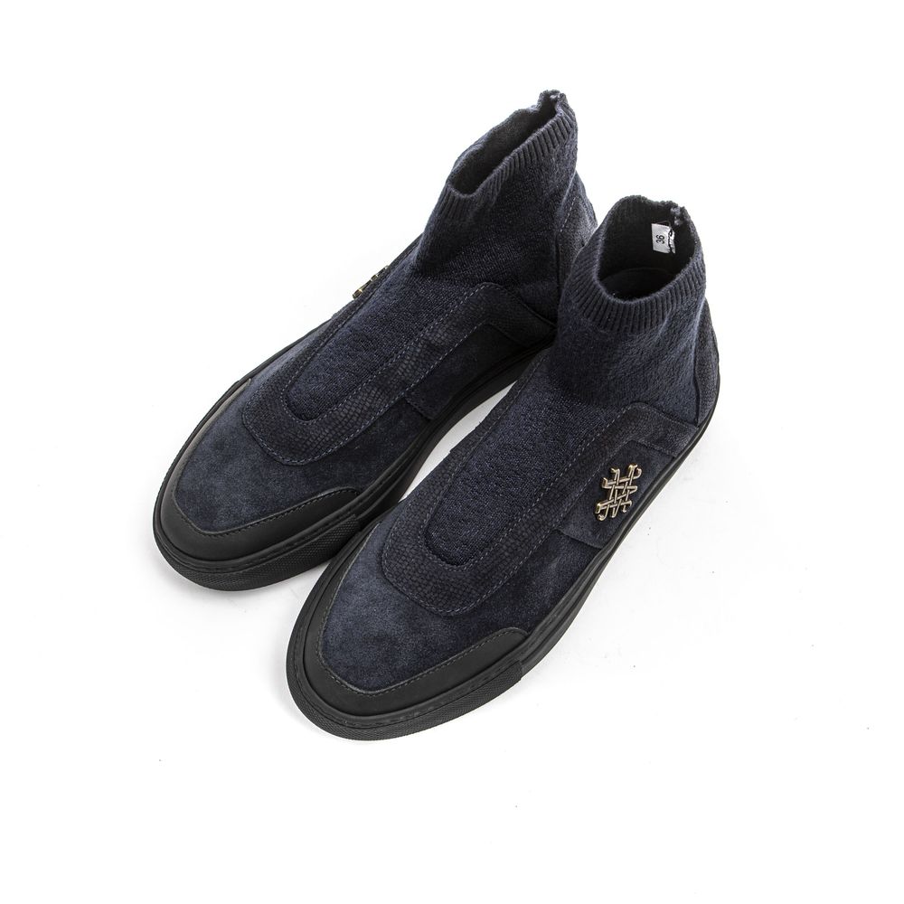 Mr&Mrs Italy Blaue Leder-Damenstiefelette