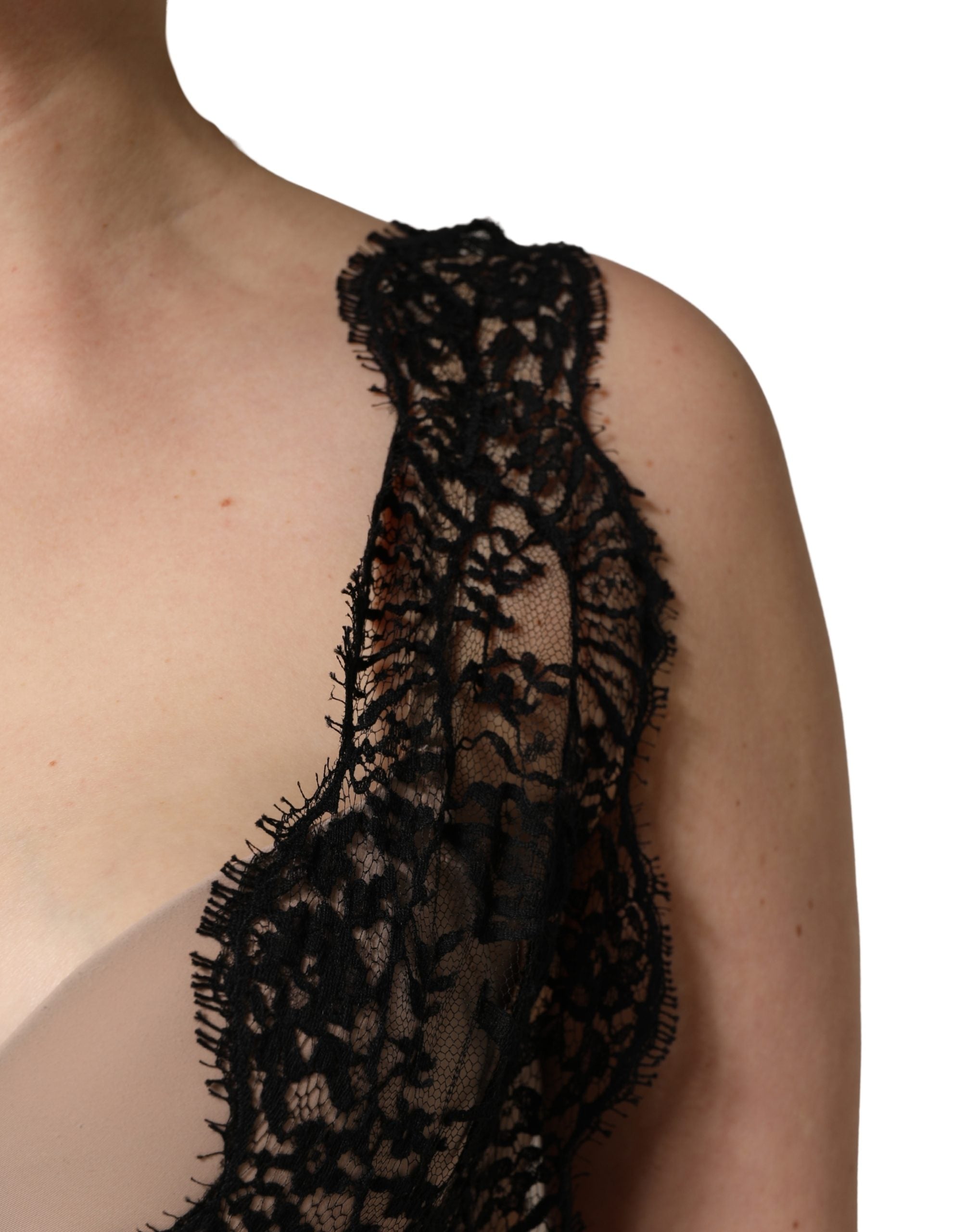 Dolce & Gabbana Kurzes Minikleid aus mehrfarbiger floraler Spitze, ärmellos