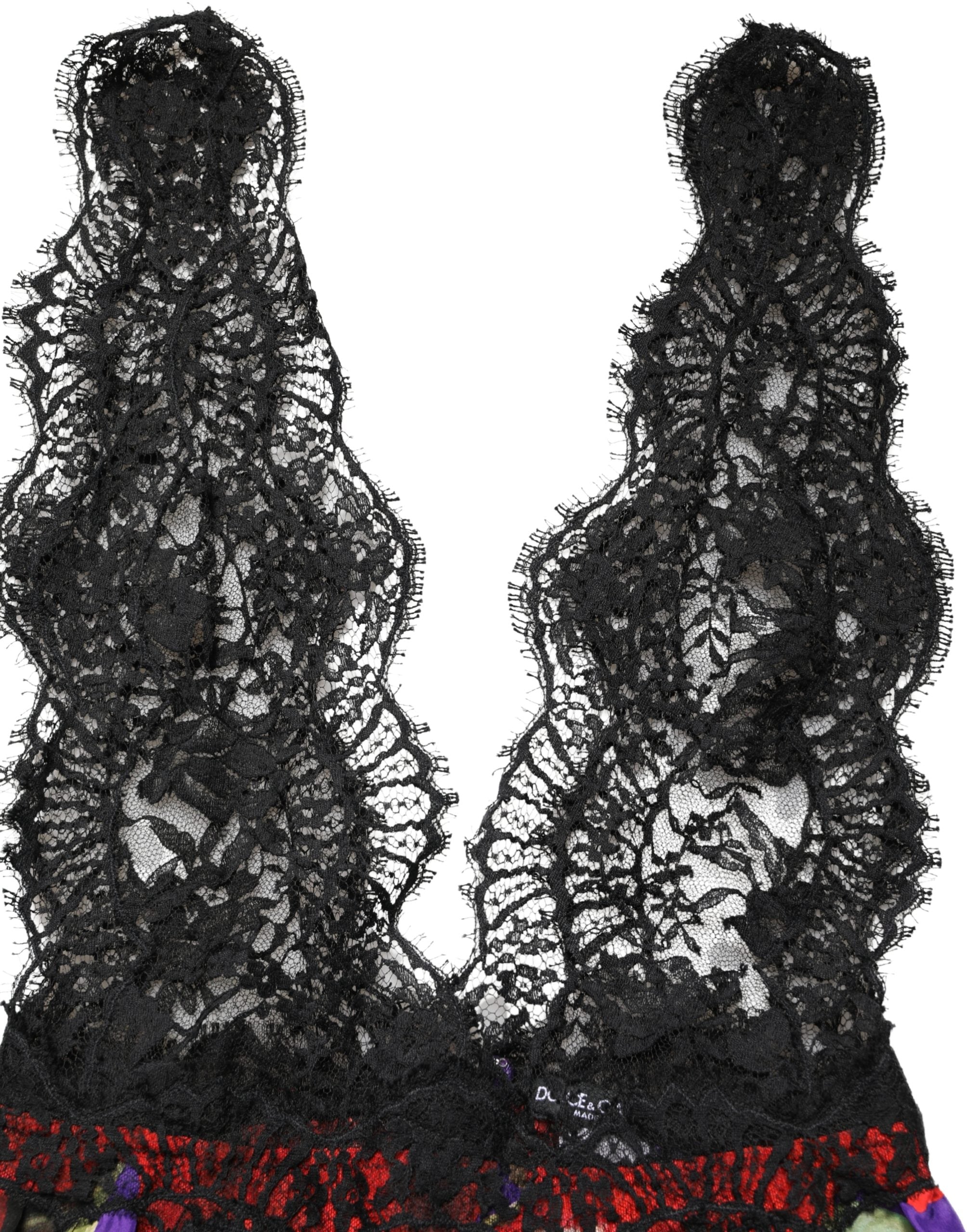 Dolce & Gabbana Kurzes Minikleid aus mehrfarbiger floraler Spitze, ärmellos