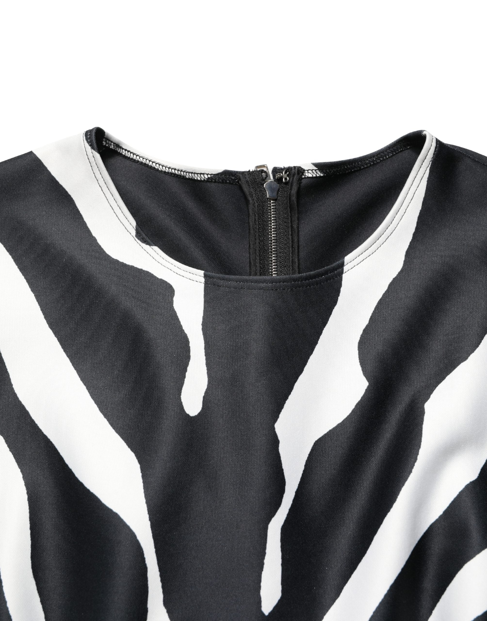 Dolce & Gabbana Schwarz Weißer Overall aus Polyester mit Zebramuster