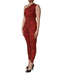 Dolce & Gabbana Black Red Nylon Leopard Pattern Jumpsuit