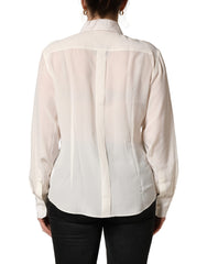 Dolce & Gabbana Off-witte Blouse met Kraag en Lange Mouwen