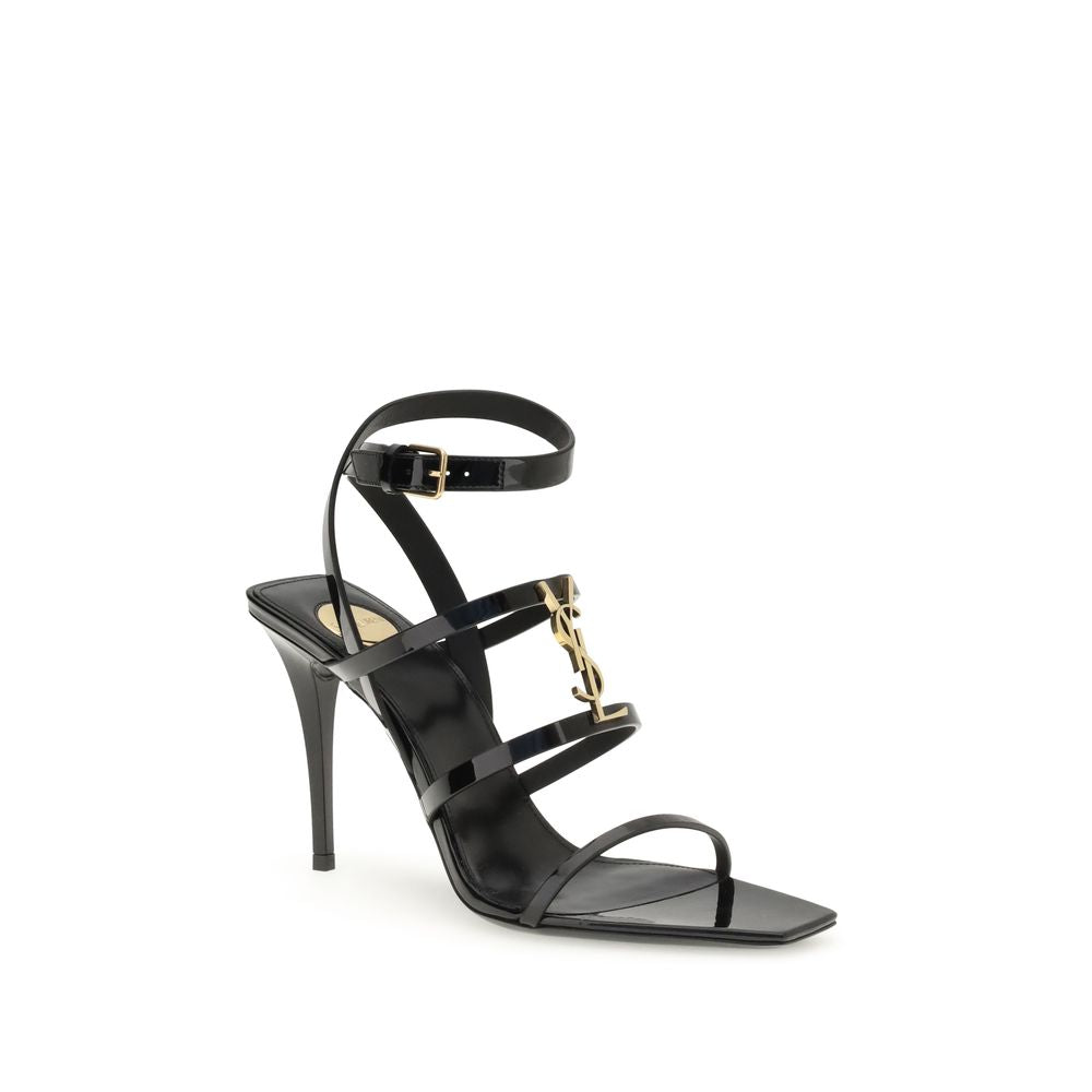 Saint Laurent Schwarze Kalbsleder Bos Taurus Stiletto-Absatzsandalen