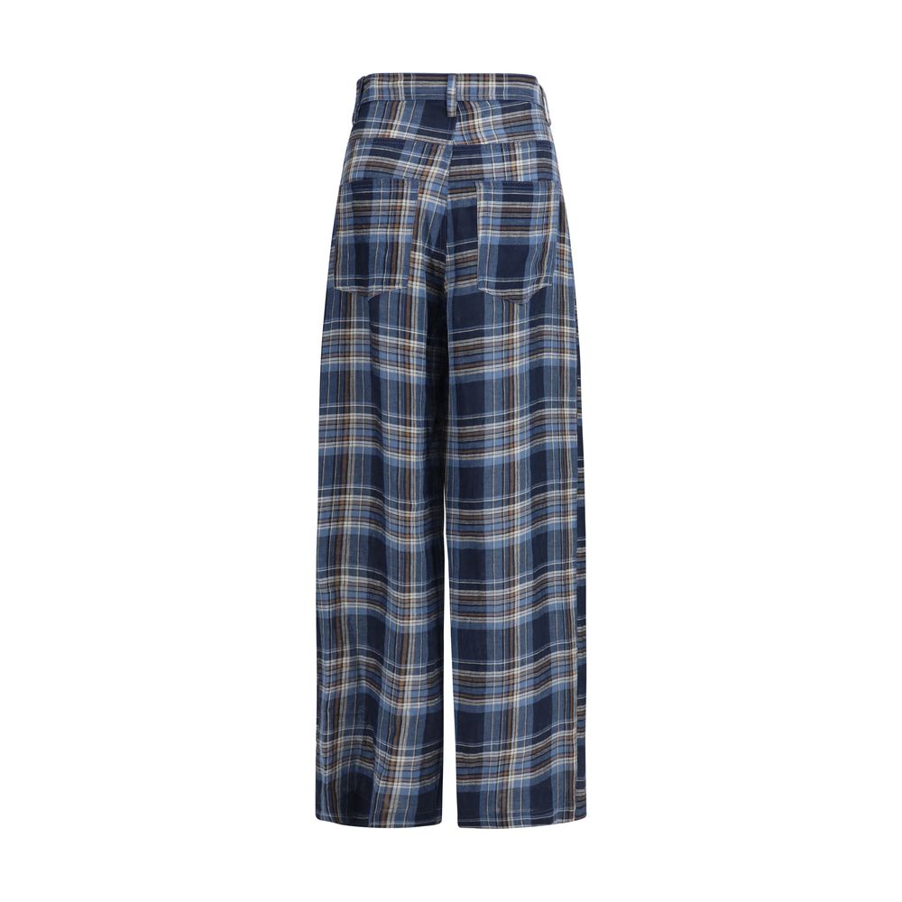 MARBELL Blaue Leinen Freizeithose