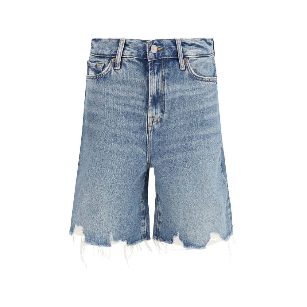 7FOR Blaue Baumwoll-Bermudashorts