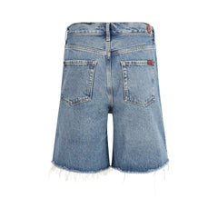 7FOR Blaue Baumwoll-Bermudashorts