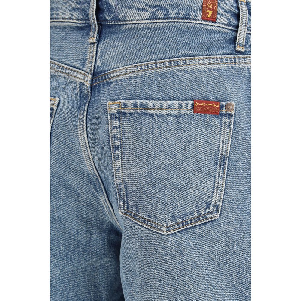 7FOR Blaue Baumwoll-Bermudashorts