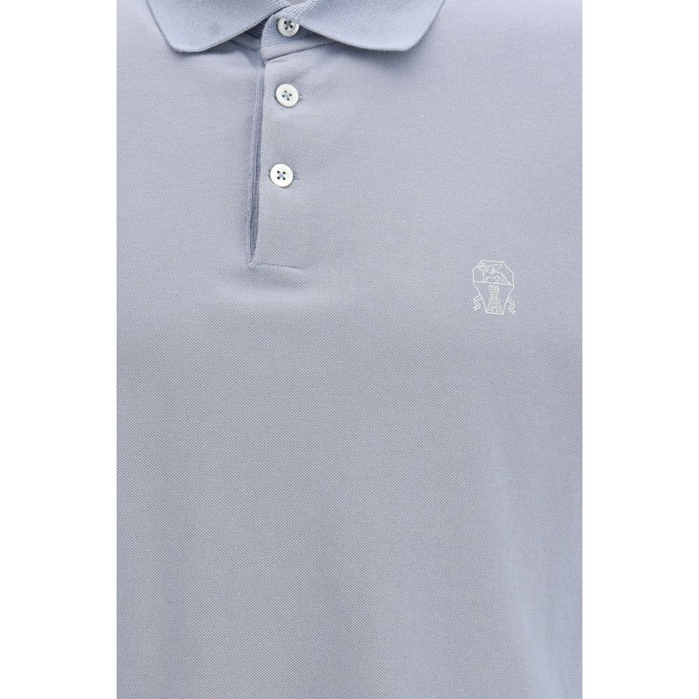 Brunello Cucinelli Blauw Katoenen Poloshirt
