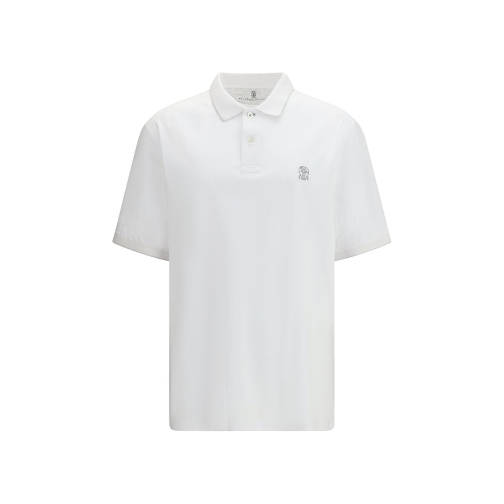 Brunello Cucinelli Weißes Baumwoll-Poloshirt