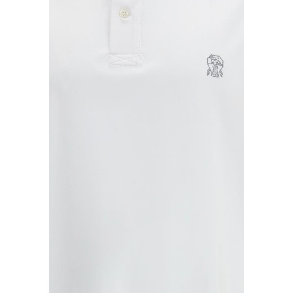 Brunello Cucinelli Weißes Baumwoll-Poloshirt