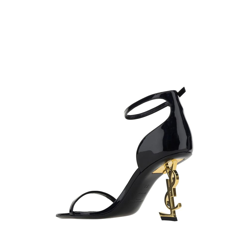 Saint Laurent Zwarte Kalfsleren Bos Taurus Sandalen met Stilettohak