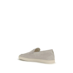 Brunello Cucinelli Beige Calf Leather Bos Taurus Slip-On Loafers