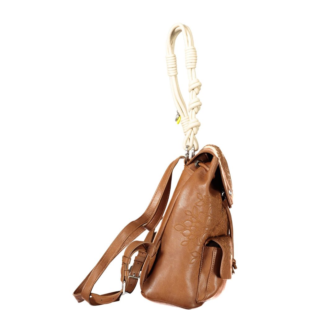 Desigual Marrone Polyurethan Damen Rucksack
