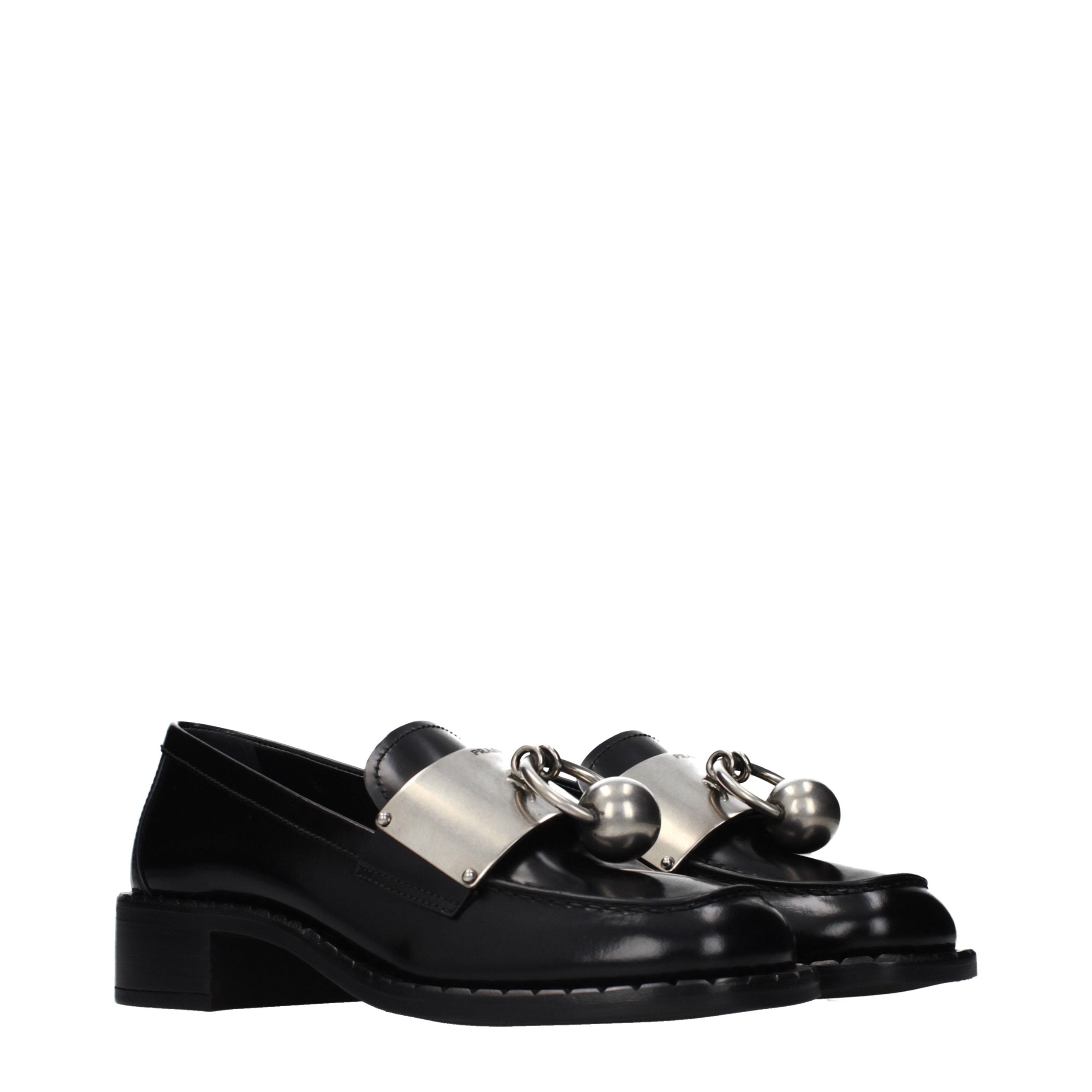Prada Zwarte Leren Slip-On Instappers
