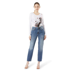 Gas Blue Cotton Straight-Leg Jeans