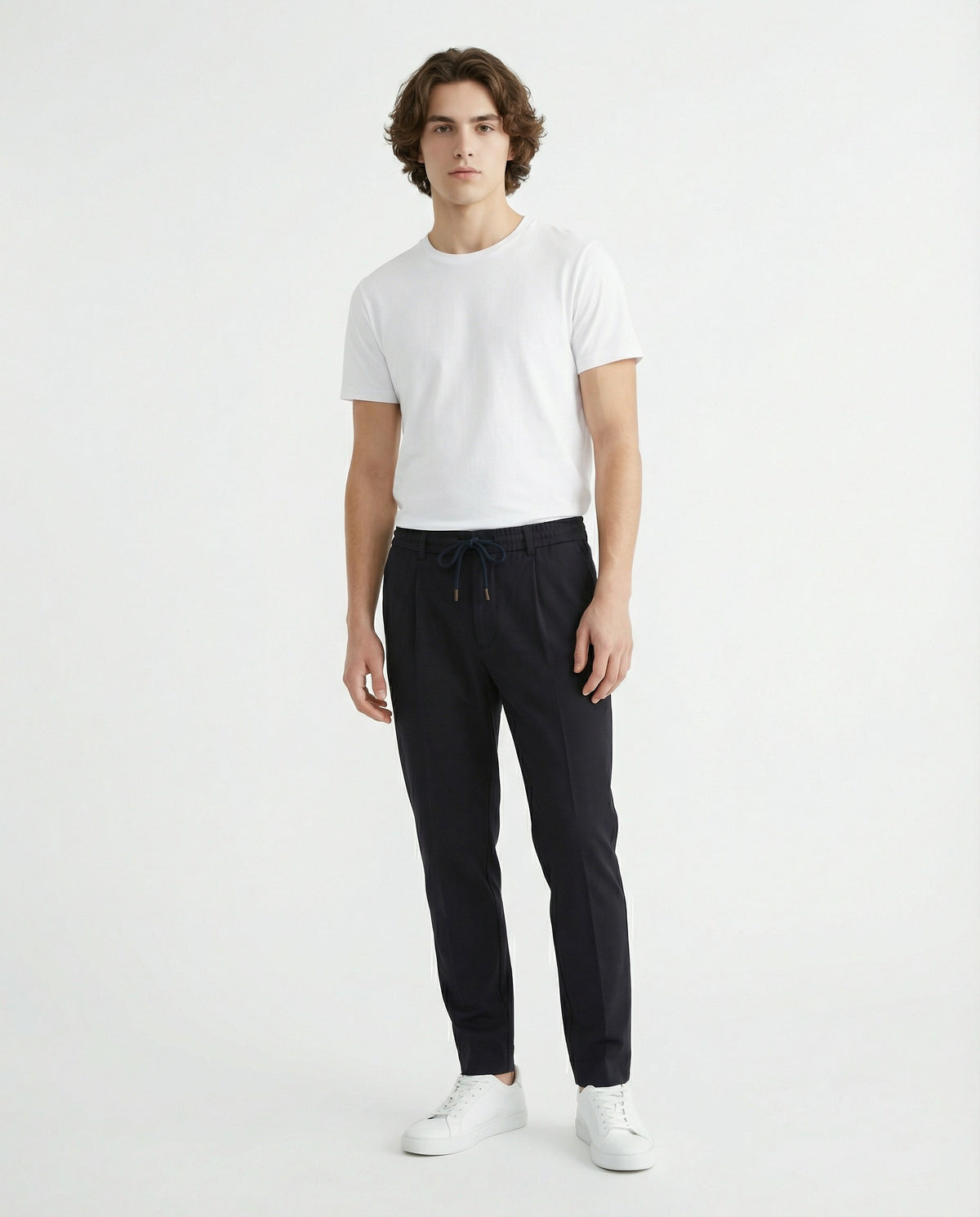 Peserico Navy Blue Wool Casual Pants