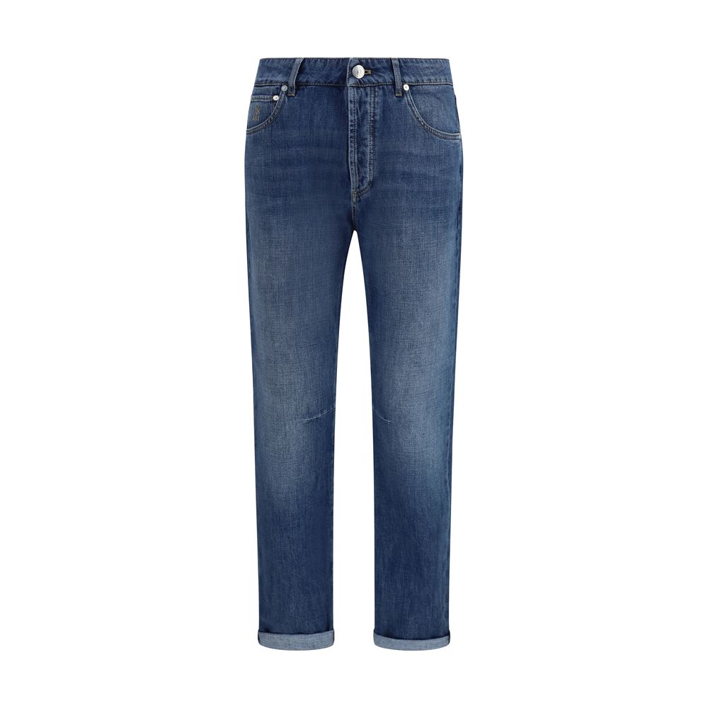 Brunello Cucinelli Blaue Baumwoll-Jeans mit geradem Bein