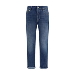 Brunello Cucinelli Blaue Baumwoll-Jeans mit geradem Bein
