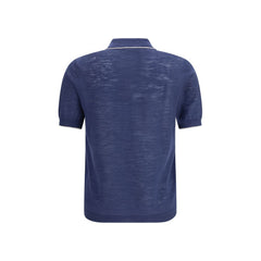 Brooksfield blauw linnen poloshirt