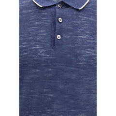 Brooksfield blauw linnen poloshirt