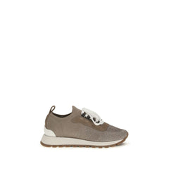 Brunello Cucinelli Beige Chunky-Sneaker aus Baumwolle