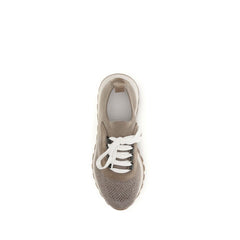 Brunello Cucinelli Beige Chunky-Sneaker aus Baumwolle